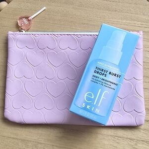 Ipsy Pink Heart Makeup Clutch & Elf Thirst Burst Hydration Drops
